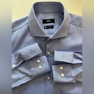 Hugo Boss - all cotton blue dress shirt Size 41 (16”neck) slim fit